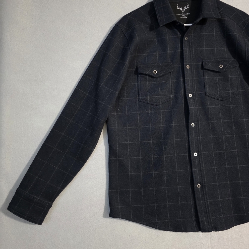 Age Of Wisdom Mens Stretch Flannel Knit Shirt Size Medium - Picture 7 of 10